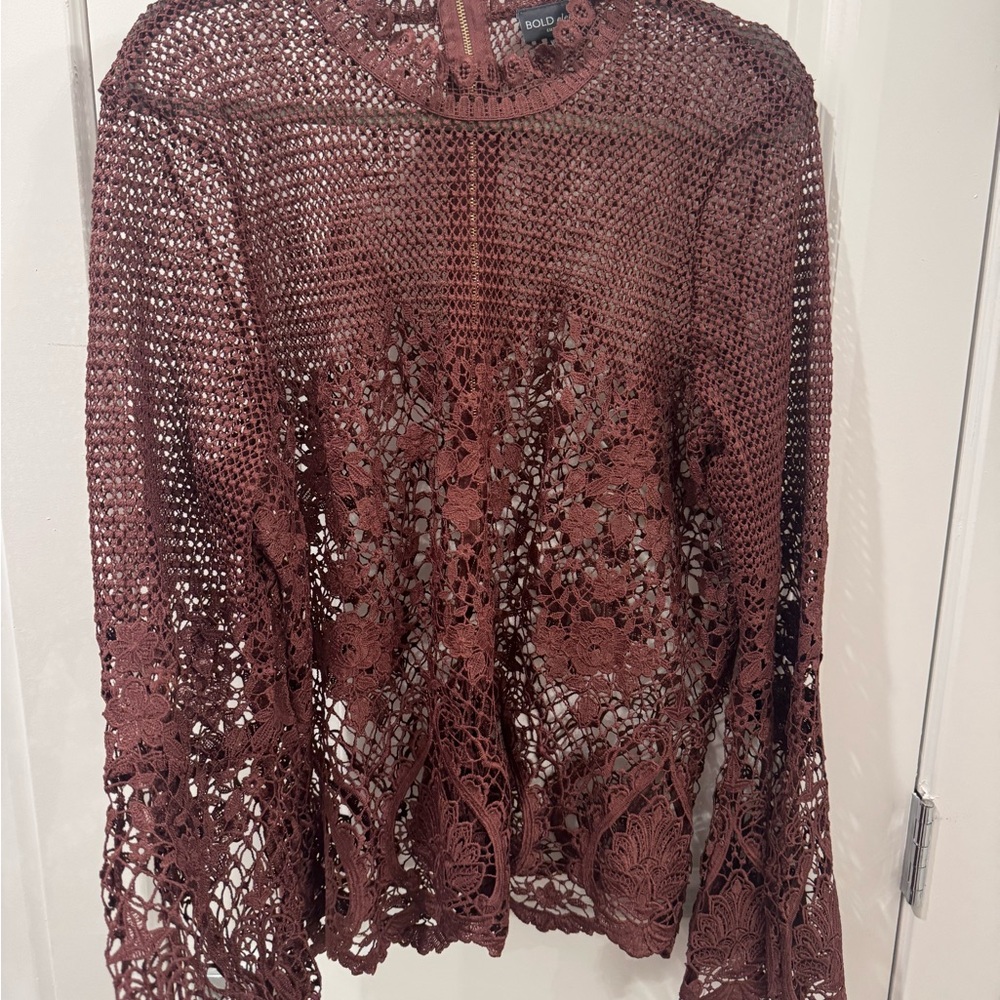 BOLD elements Maroon Lace Blouse